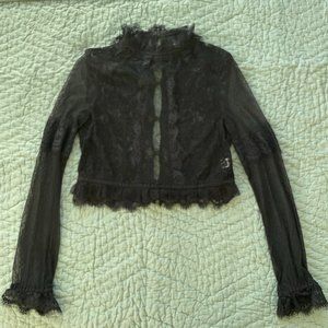 Nasty Gal Lace Mesh Crop Top